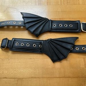 GOTH Batwing ankle cuffs for women vegan leather